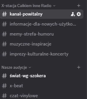 Widok ogólny serwera x-stacji w komunikatorze Discord